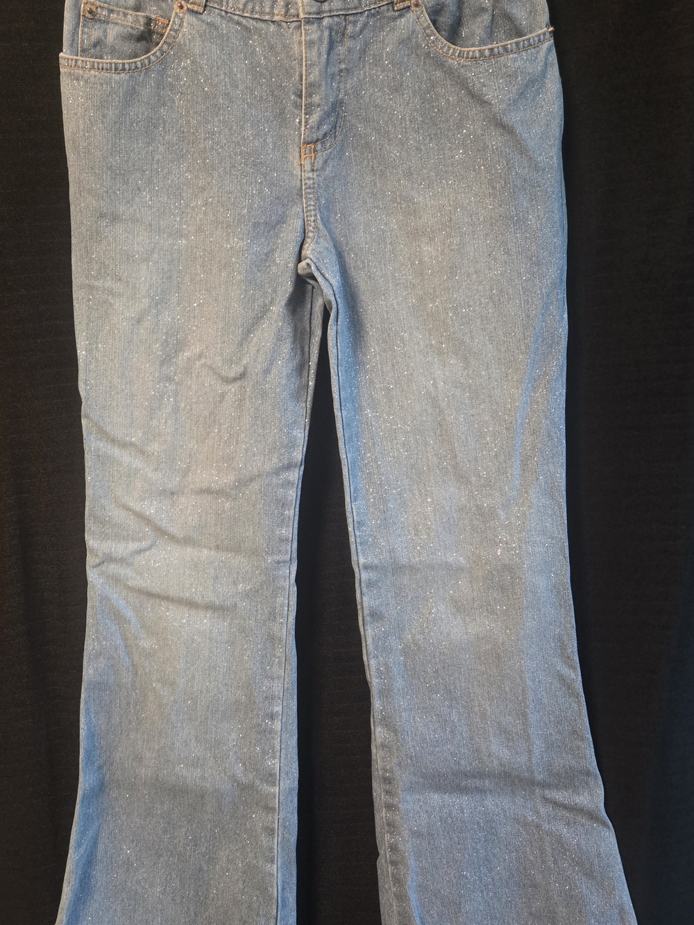 Girls Flare or Bootcut Sparkly Jeans With Adjustable Waistband Size 10